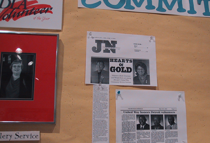 Jewish News on Volunteer Committee notice board, DIA 